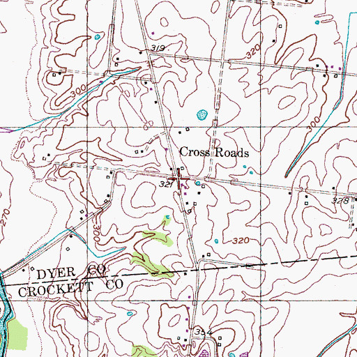 Topographic Map of Cross Roads, TN