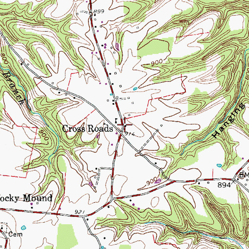 Topographic Map of Cross Roads, TN