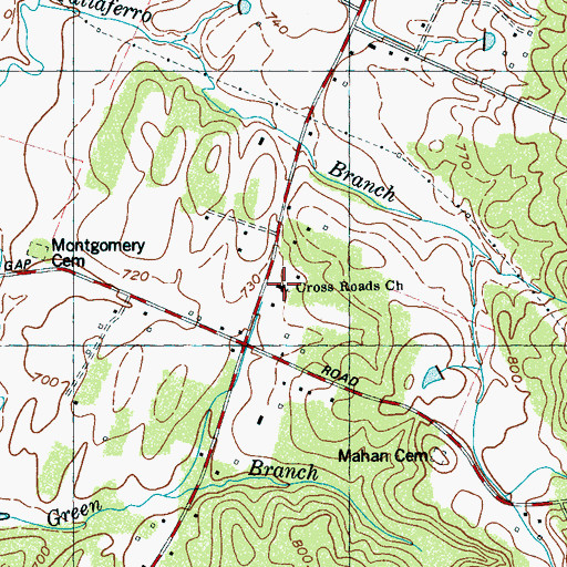 Topographic Map of Cross Roads Church, TN