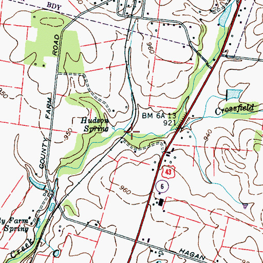 Topographic Map of Crossfield Branch, TN