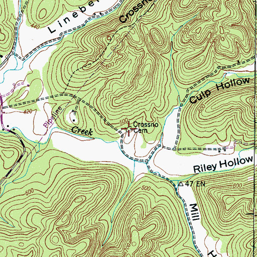 Topographic Map of Crossno Cemetery, TN