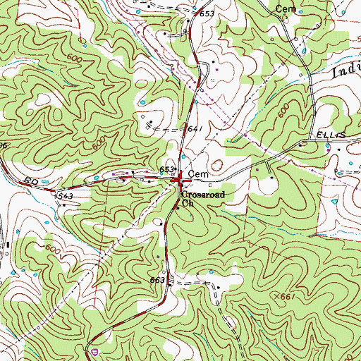 Topographic Map of Crossroad Church, TN