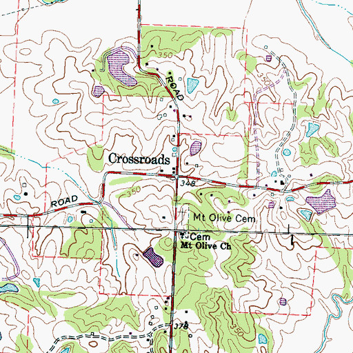 Topographic Map of Crossroads, TN