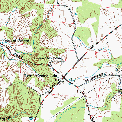 Topographic Map of Crossroads Cemetery, TN