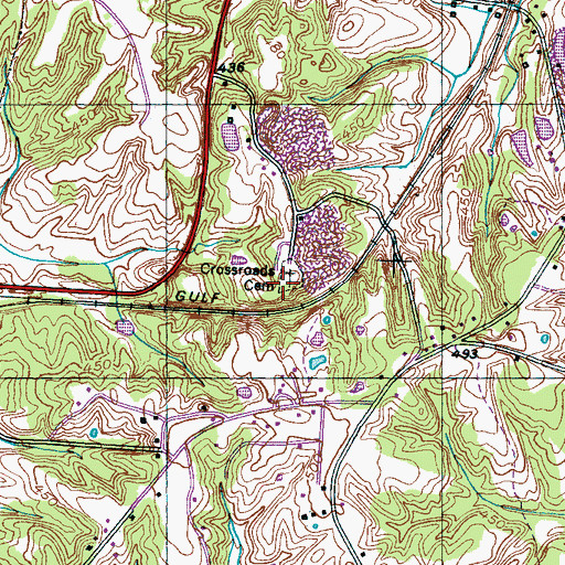 Topographic Map of Crossroads Cemetery, TN