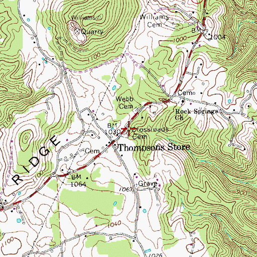 Topographic Map of Crossroads Cemetery, TN