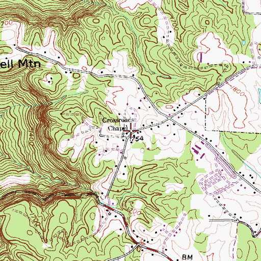 Topographic Map of Crossroads Chapel, TN