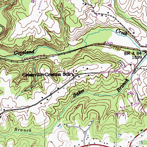 Topographic Map of Crossville-Creston School, TN