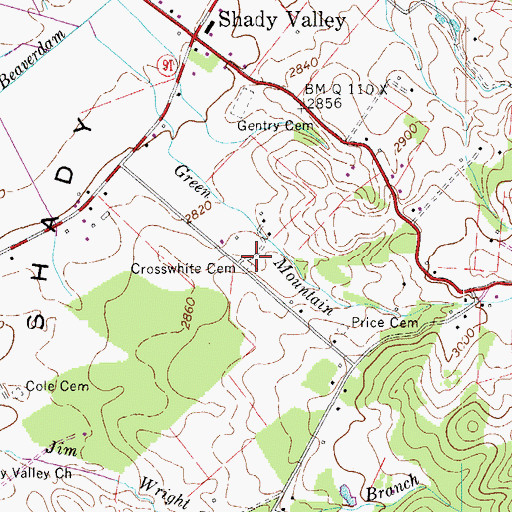 Topographic Map of Crosswhite Cemetery, TN