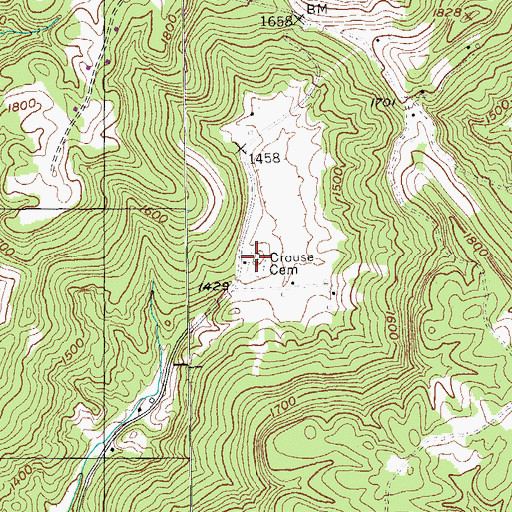 Topographic Map of Crouse Cemetery, TN
