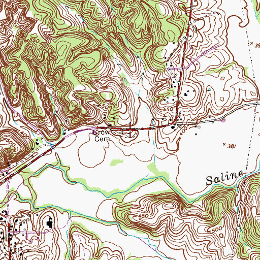 Topographic Map of Crow Cemetery, TN