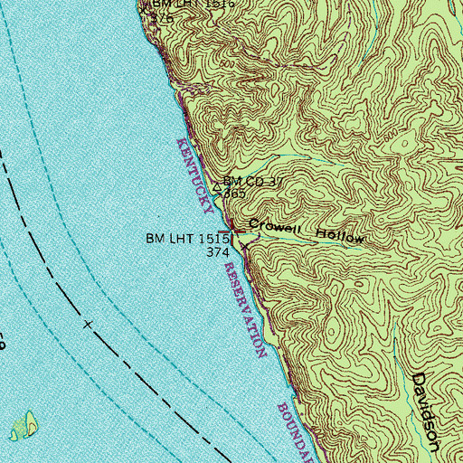 Topographic Map of Crowell Hollow, TN