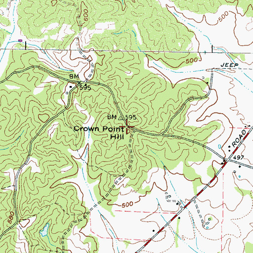 Topographic Map of Crown Point Hill, TN