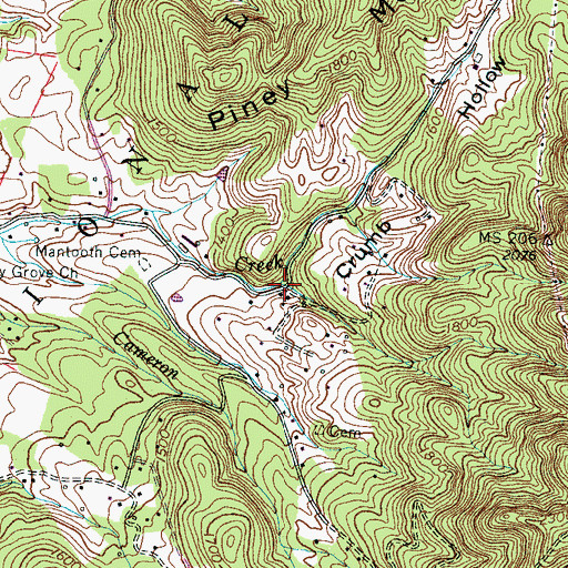 Topographic Map of Crumb Hollow, TN