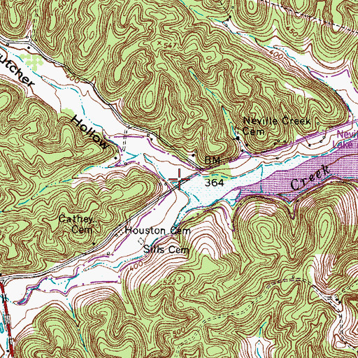 Topographic Map of Crutcher Hollow, TN
