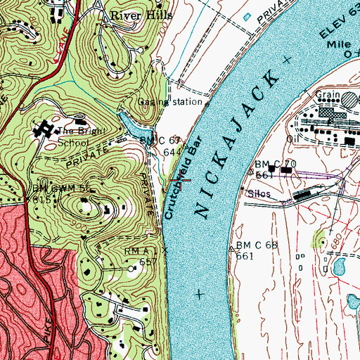 Topographic Map of Crutchfield Bar, TN