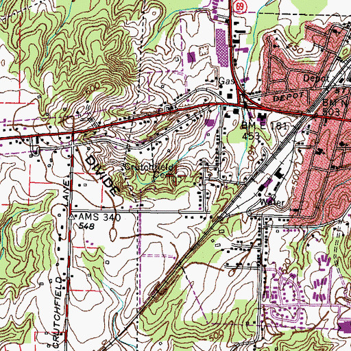 Topographic Map of Crutchfield Cemetery, TN