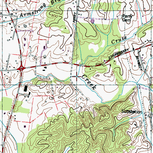 Topographic Map of Cruze Creek, TN