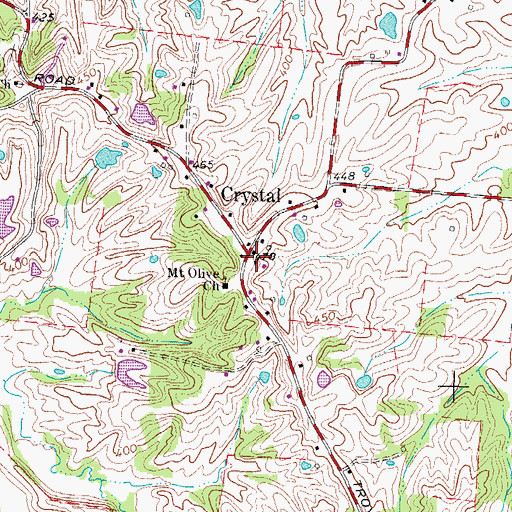 Topographic Map of Crystal, TN