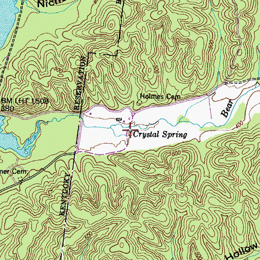 Topographic Map of Crystal Spring, TN
