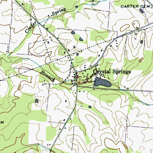 Topographic Map of Crystal Springs, TN