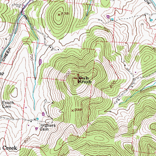 Topographic Map of Cub Knob, TN