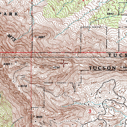 Topographic Map of Tucson Mountains, AZ