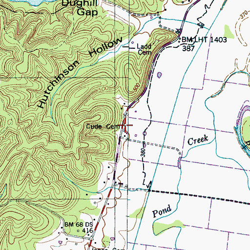 Topographic Map of Cude Cemetery, TN
