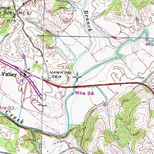 Topographic Map of Cuerton Dial Branch, TN