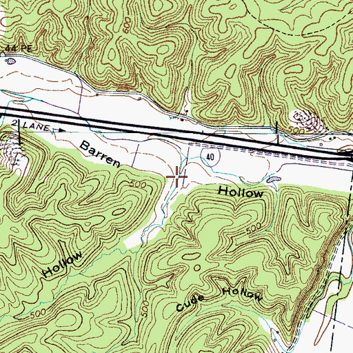 Topographic Map of Cuff Hollow, TN