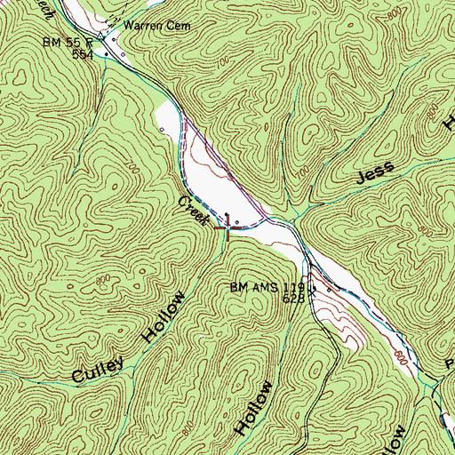 Topographic Map of Culley Hollow, TN
