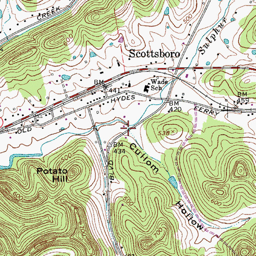 Topographic Map of Cullom Hollow, TN
