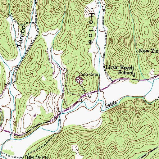 Topographic Map of Culp Cemetery, TN