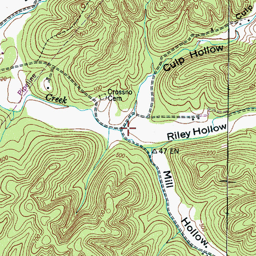 Topographic Map of Culp Hollow, TN