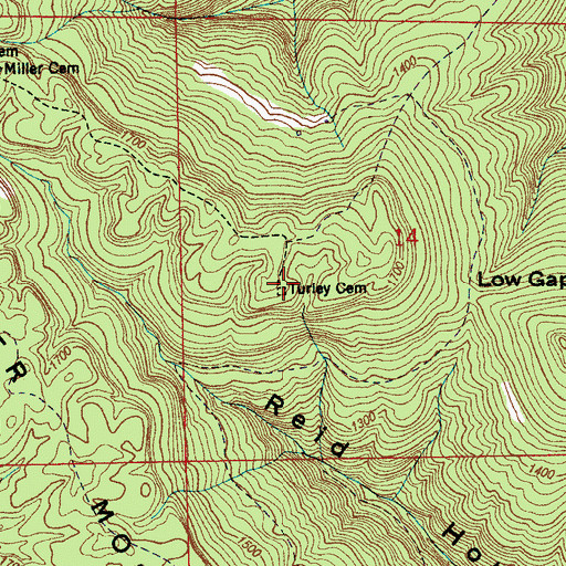 Topographic Map of Turley Cemetery, AL