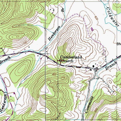 Topographic Map of Cumberland Church, TN