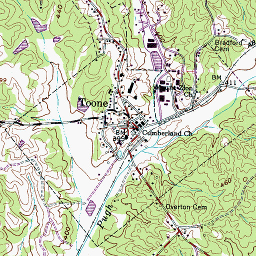 Topographic Map of Cumberland Church, TN