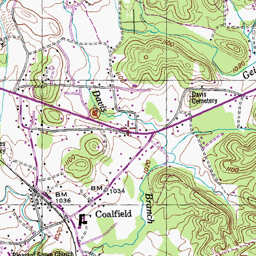Topographic Map of Cumberland Church, TN