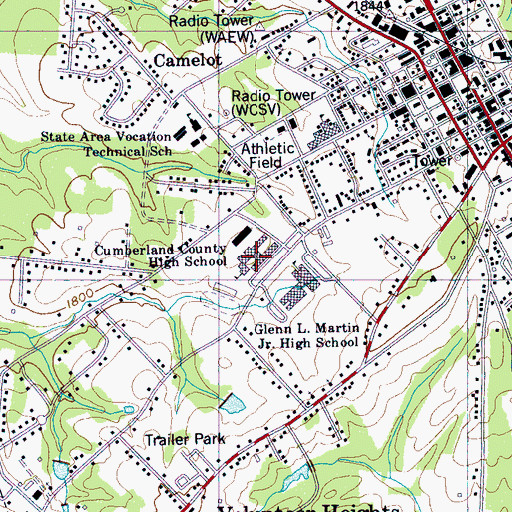 Topographic Map of Cumberland County High School, TN
