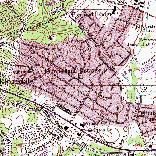 Topographic Map of Cumberland Estates, TN