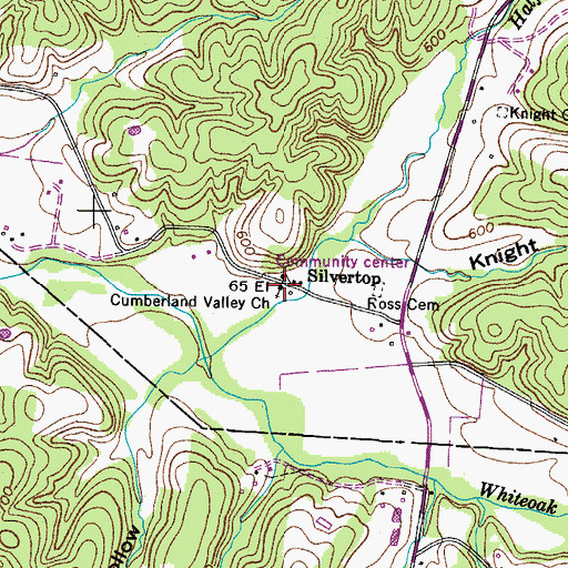 Topographic Map of Cumberland Valley Church, TN