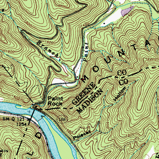 Topographic Map of Cummins Branch, TN