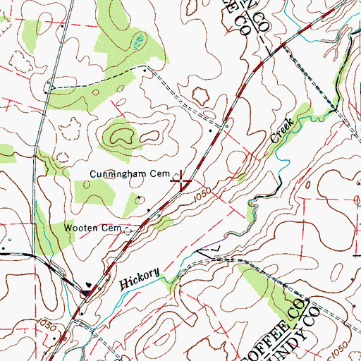 Topographic Map of Cunningham Cemetery, TN