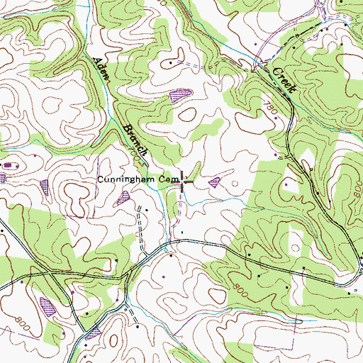 Topographic Map of Cunningham Cemetery, TN