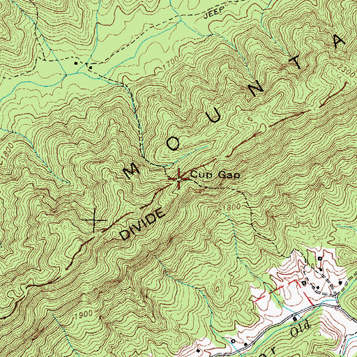 Topographic Map of Cup Gap, TN