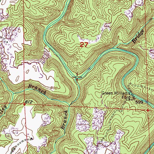 Topographic Map of Turner Branch, AL