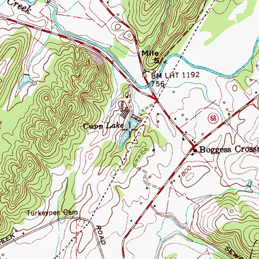 Topographic Map of Cupp Lake, TN