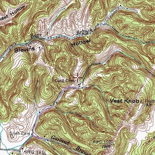 Topographic Map of Curd Cemetery, TN