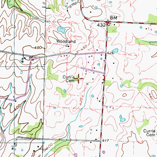 Topographic Map of Currie Cemetery, TN
