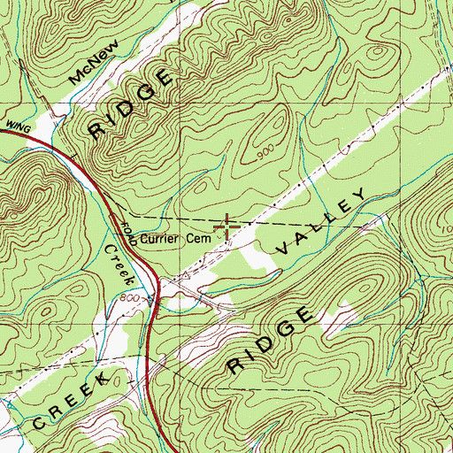 Topographic Map of Currier Cemetery, TN
